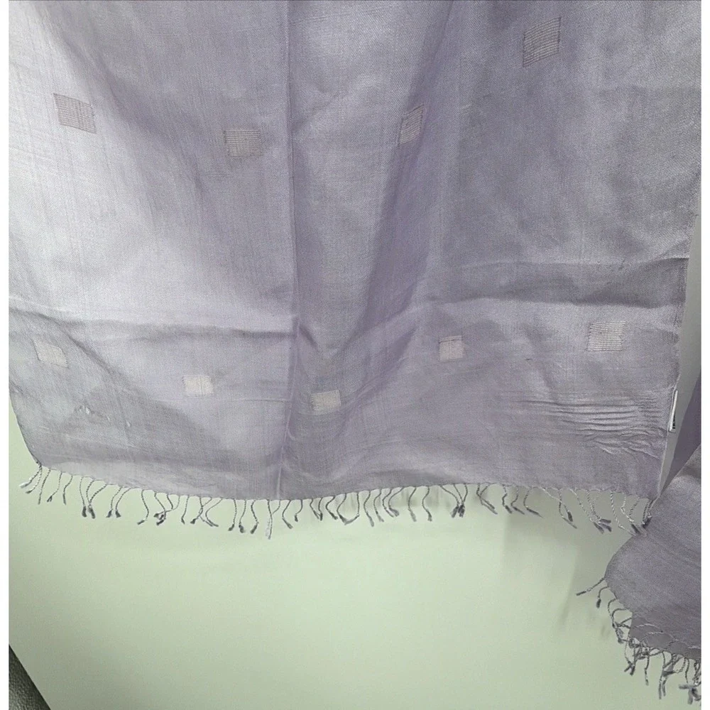 Phontong Handcraft  100% Silk Scarf with Fringe Festival Sari Saree‎ Lavender